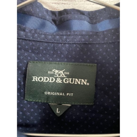 Rodd & Gunn Men's L Blue Patterned Cotton Long Sleeve Button Up Shirt - Picture 3 of 6